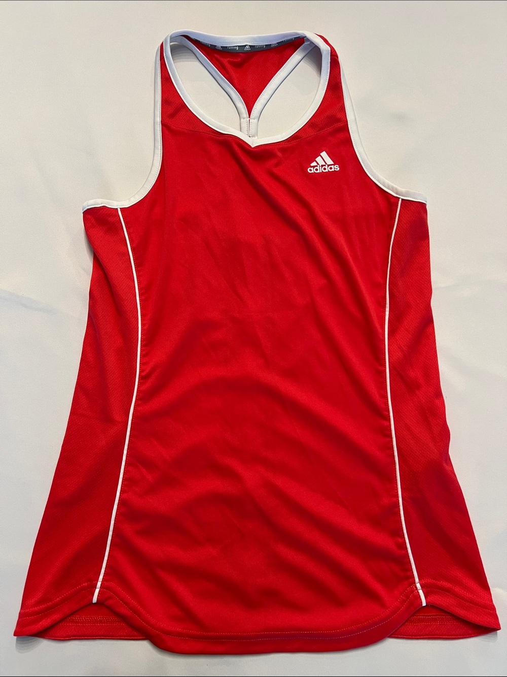 Adidas Running Red Racerback tank with White Trim Like New, Size Small.